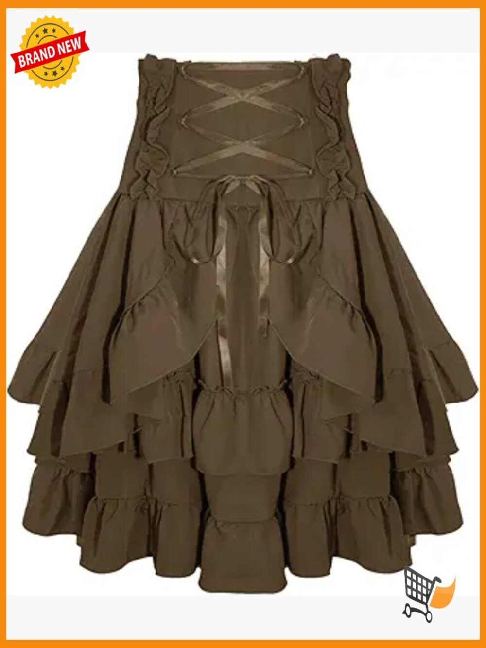 Steampunk Gothic Lace Up High Waist Victorian Layered Tiered Skirt